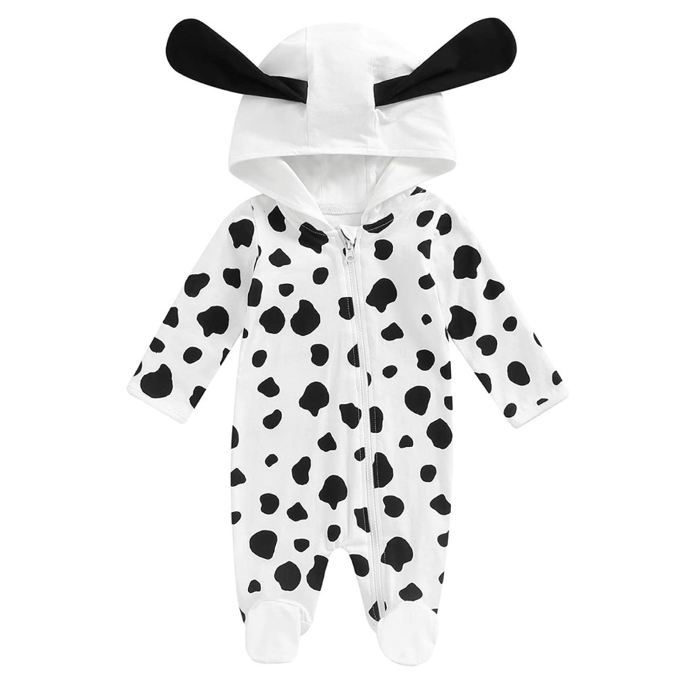 White and Black Dalmatian Hooded Baby Costume